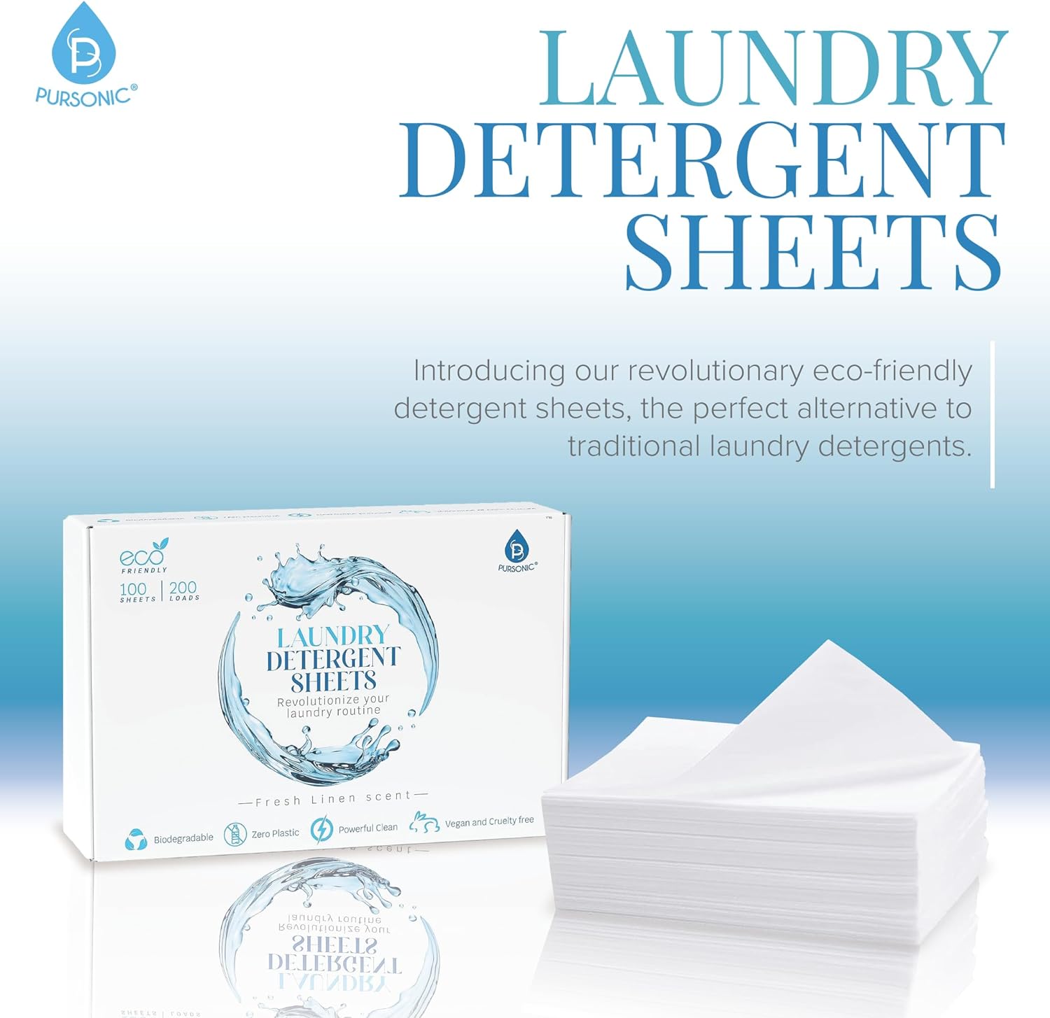Natural Laundry Detergent Sheets ,Eco Friendly– Fresh Linen Scent Blush Apollo