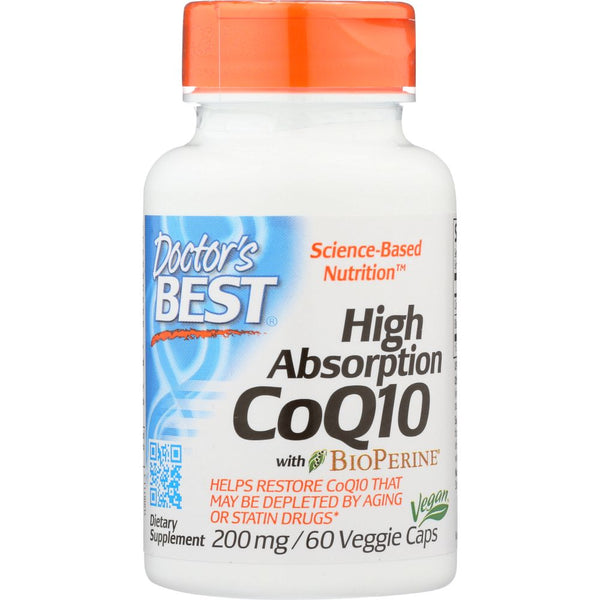 Doctor's Best High Absorption CoQ10 with BioPerine® – 200 mg, 60 Veggie Caps | Heart & Energy Support