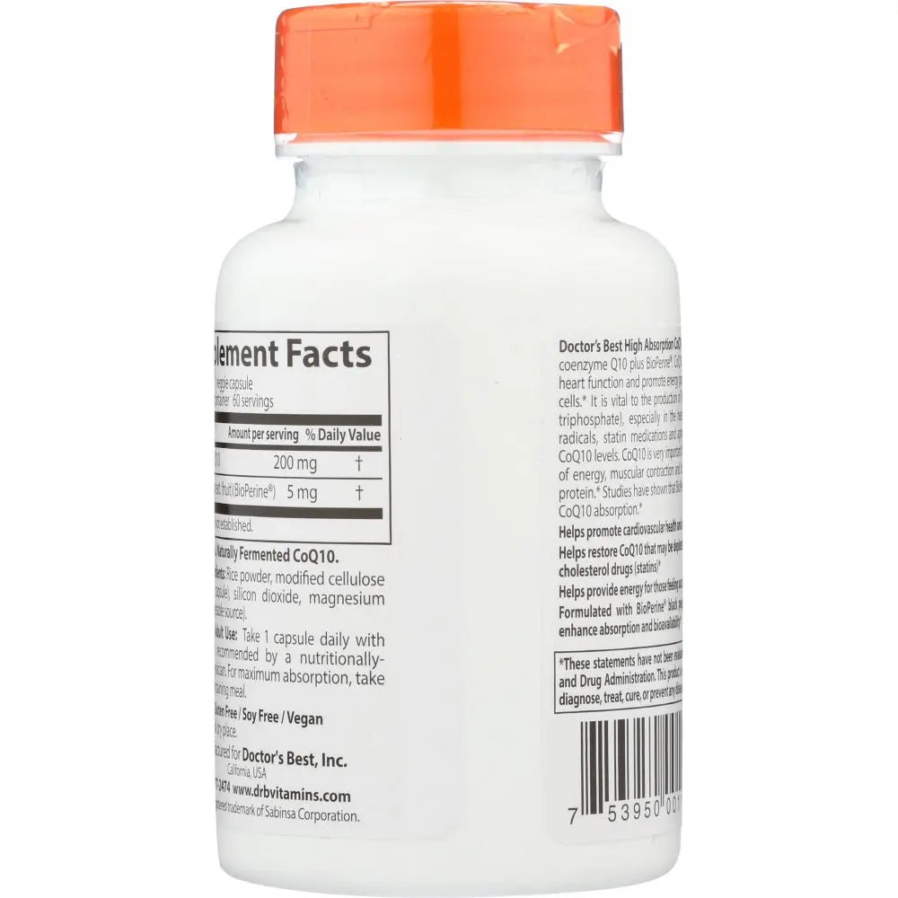 Doctor's Best High Absorption CoQ10 with BioPerine® – 200 mg, 60 Veggie Caps | Heart & Energy Support-Bask & Buy