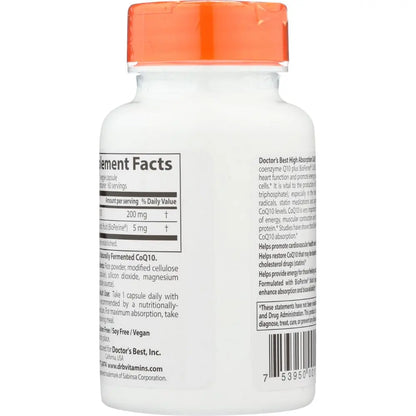 Doctor's Best High Absorption CoQ10 with BioPerine® – 200 mg, 60 Veggie Caps | Heart & Energy Support-Bask & Buy