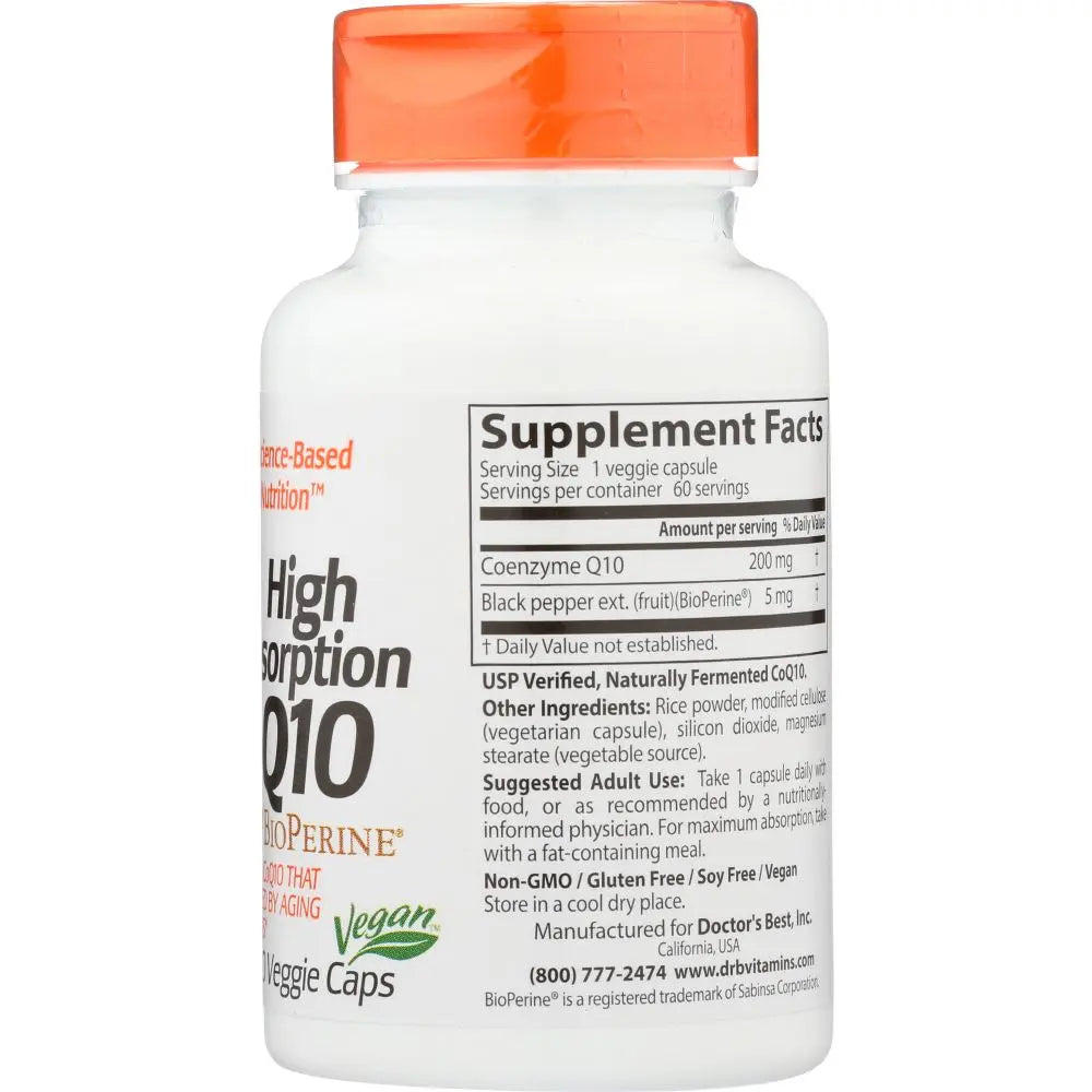 Doctor's Best High Absorption CoQ10 with BioPerine® – 200 mg, 60 Veggie Caps | Heart & Energy Support-Bask & Buy