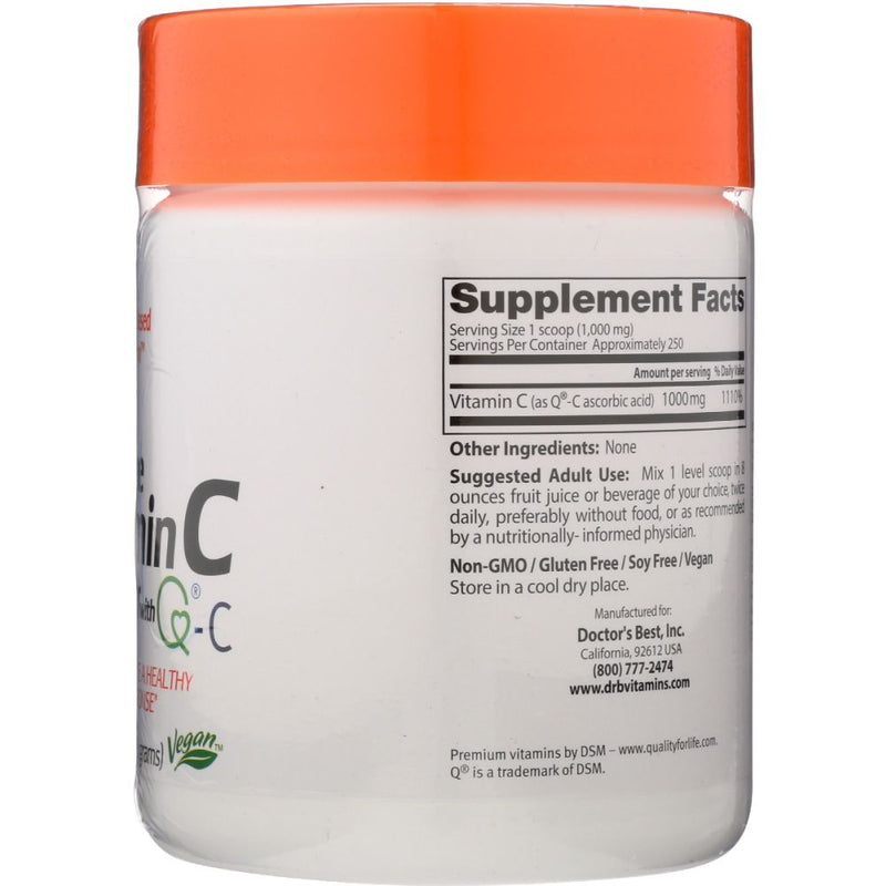 Doctor's Best Pure Vitamin C Powder with Q-C – 8.8 oz (250 g) | Immune Support & Antioxidant Protection