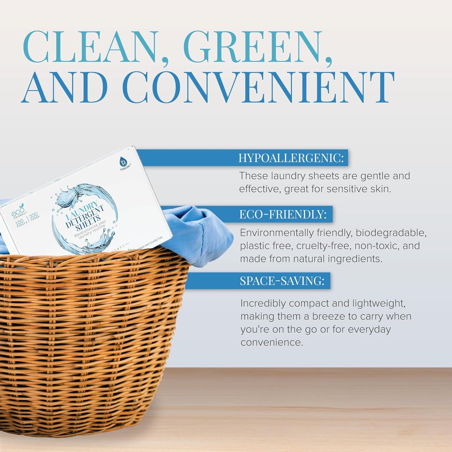 Natural Laundry Detergent Sheets ,Eco Friendly– Fresh Linen Scent Blush Apollo