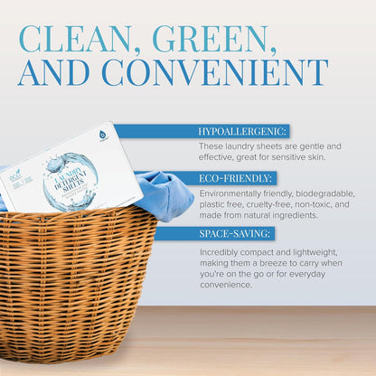 Natural Laundry Detergent Sheets ,Eco Friendly– Fresh Linen Scent Blush Apollo