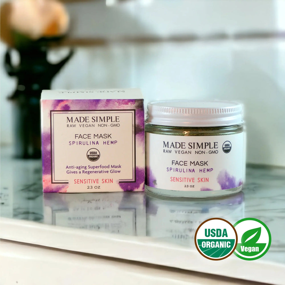 Spirulina Hemp Face Mask - Certified Organic, Vegan & Cruelty-free-Bask & Buy