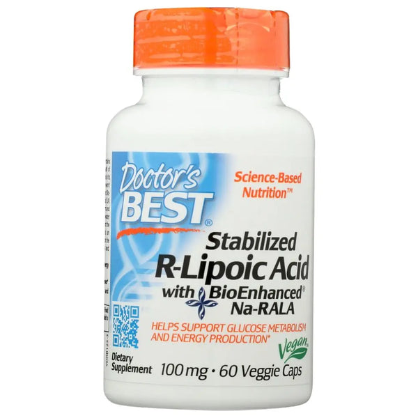 Doctor's Best Stabilized R-Lipoic Acid – 100 mg, 60 Veggie Caps | BioEnhanced Na-RALA for Antioxidant & Energy Support-Bask & Buy
