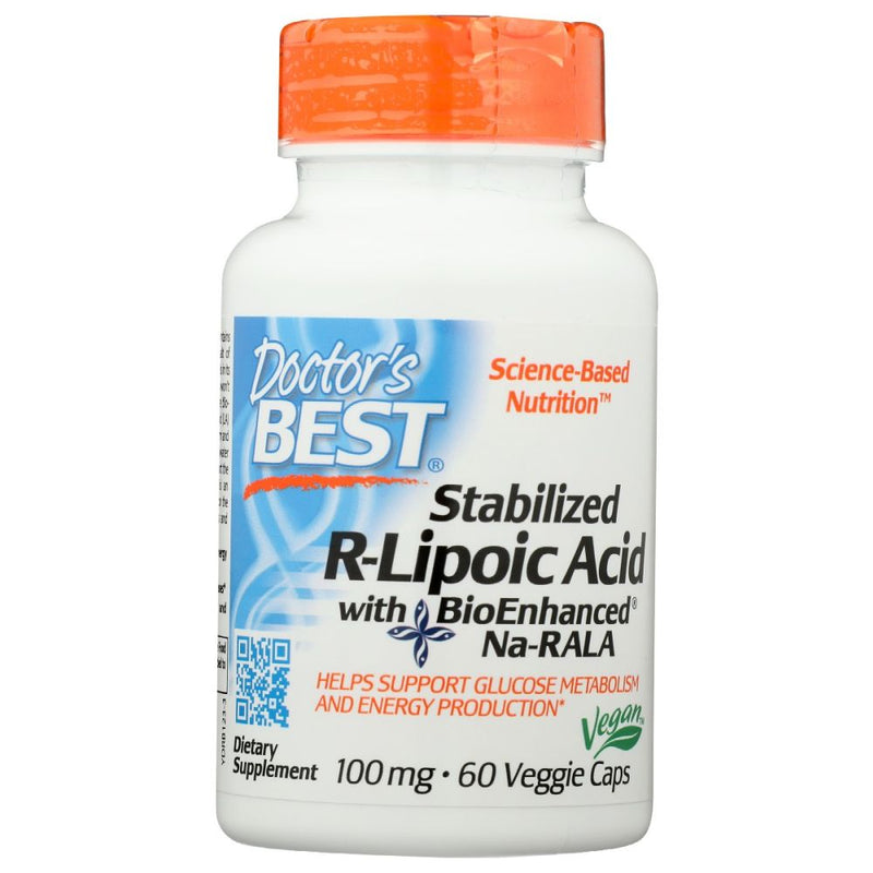 Doctor's Best Stabilized R-Lipoic Acid – 100 mg, 60 Veggie Caps | BioEnhanced Na-RALA for Antioxidant & Energy Support