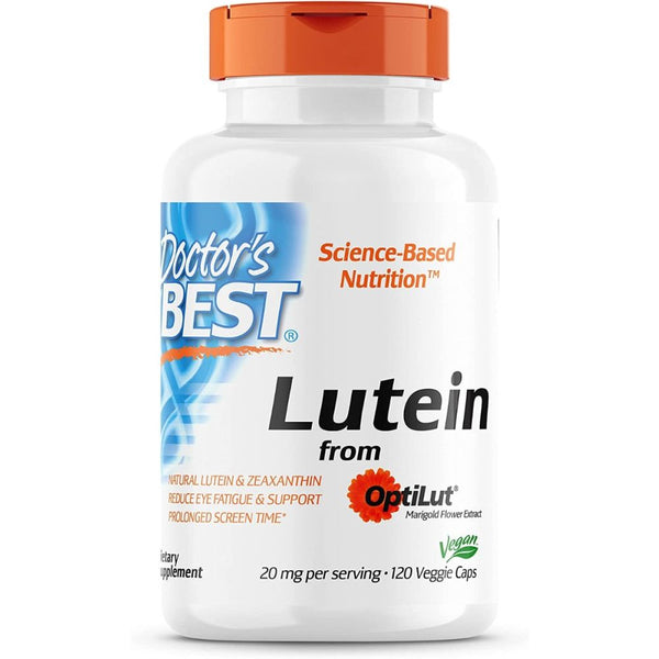 Doctor's Best Lutein with OptiLut – 10 mg, 120 Veggie Caps | Eye Health & Blue Light Protection