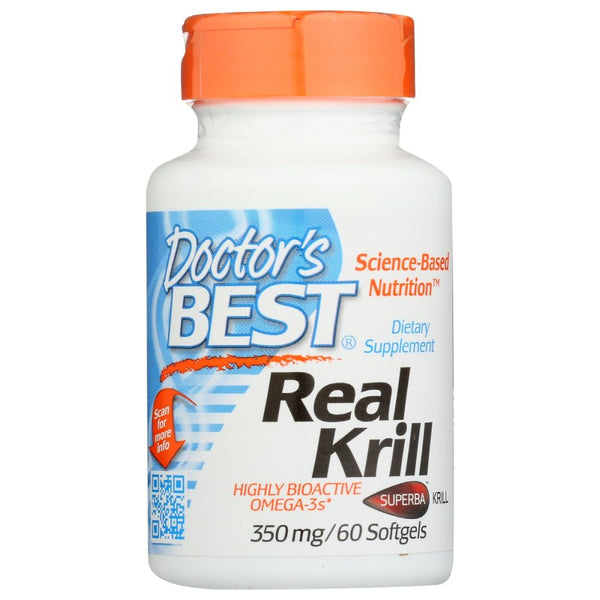 Doctor's Best Real Krill Oil – 350 mg, 60 Softgels | Superba2® Antarctic Krill, Omega-3 + Astaxanthin