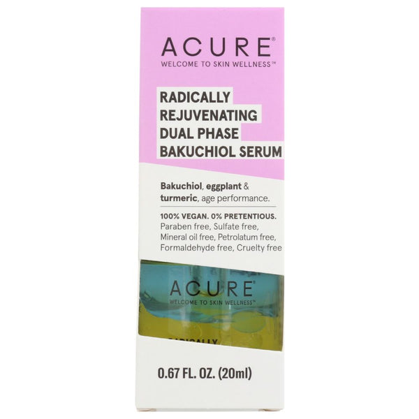 ACURE Radically Rejuvenating Dual Phase Bakuchiol Serum – 0.67 fl oz | Plant-Based Retinol Alternative for Youthful Glow